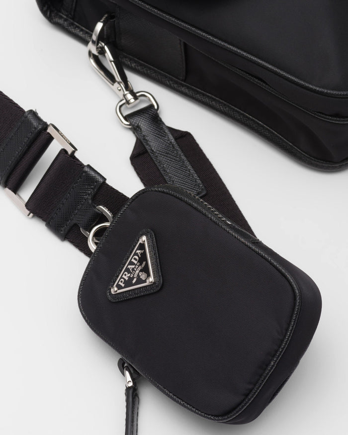 Sac porté épaule en Re-Nylon et cuir Saffiano