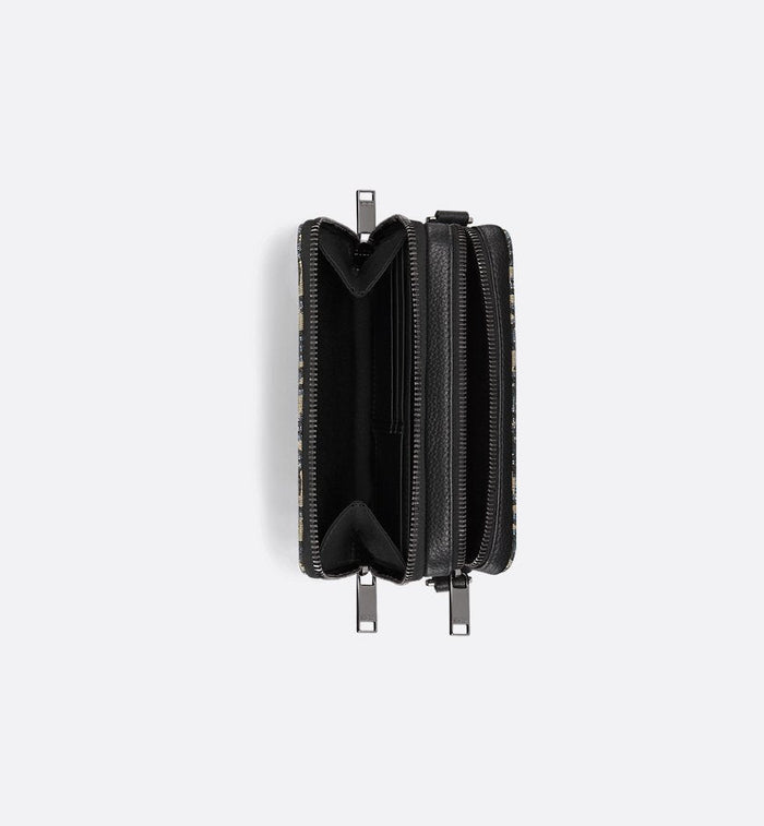 Pochette zippée à bandoulière Noir et Beige