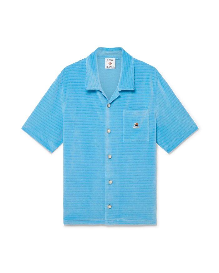 Velour Stripe Short Sleeve Shirt