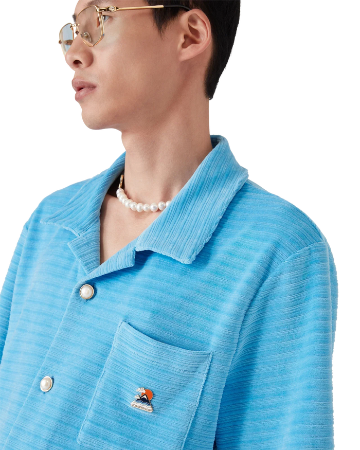Velour Stripe Short Sleeve Shirt