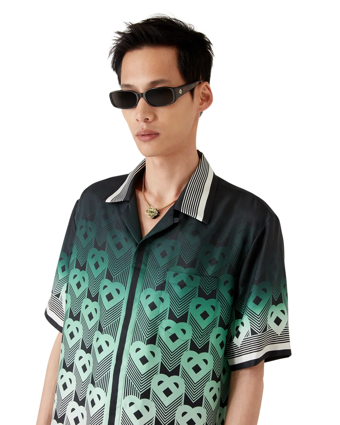 Gradient Monogram Silk Short Sleeve Shirt