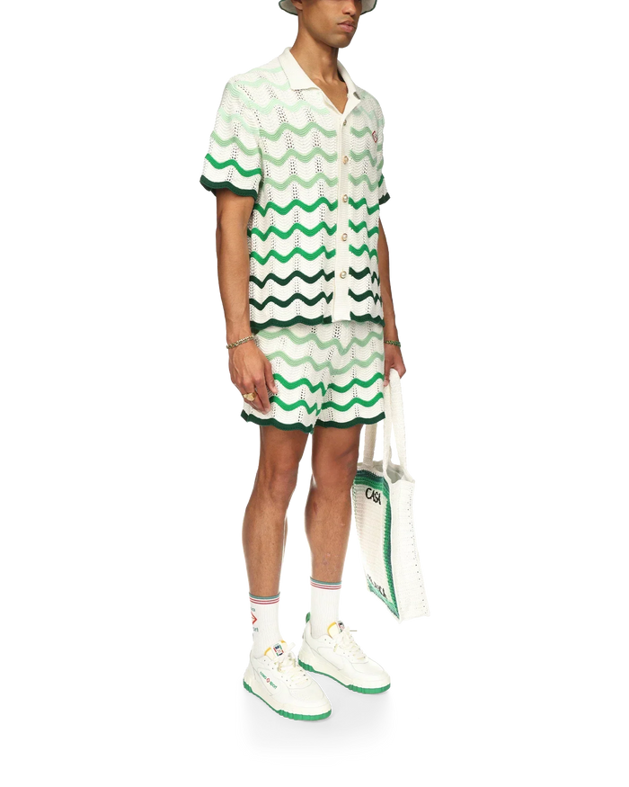 Wavy Gradient Crochet Shirt