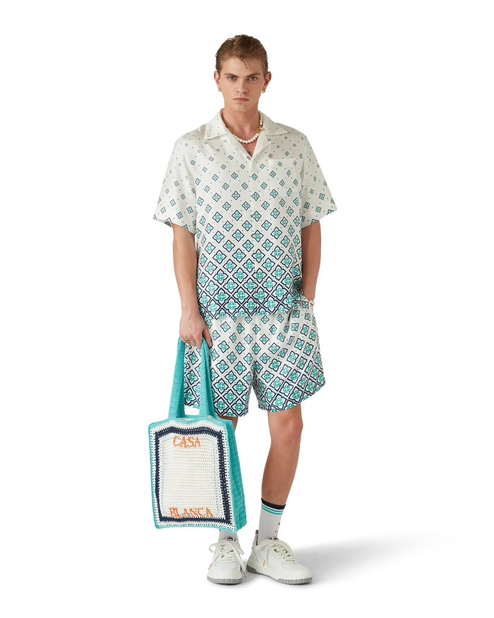 Gradient Monogram Short Sleeve Silk Shirt