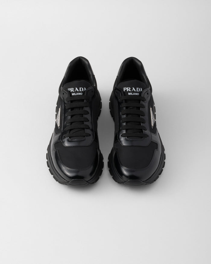 Basket Prada Noir en cuir brossé