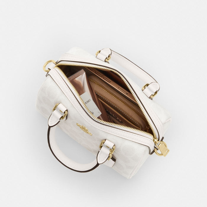 Coach Mini Sac Bandoulière Rowan Toile - Blanc