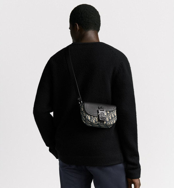 Mini sac Messenger à rabat Saddle Noir et Beige