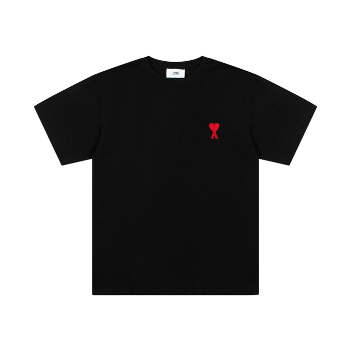T-shirt Ami Paris Noir Cœur Rouge Little