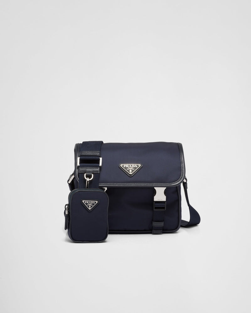 Sac porté épaule en Re-Nylon et cuir Saffiano