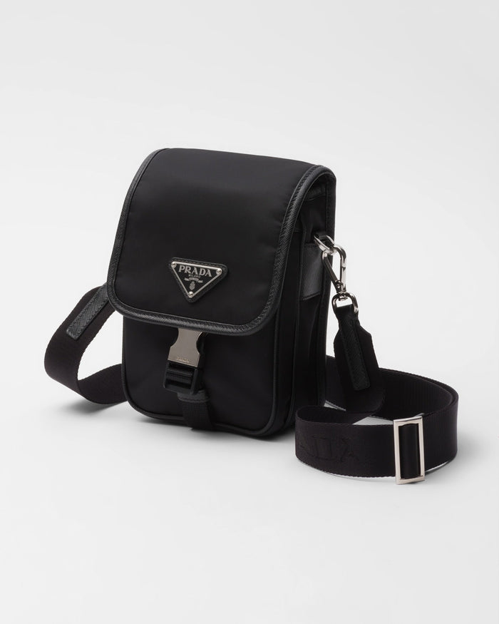 Sac porté épaule en Re-Nylon et cuir Saffiano