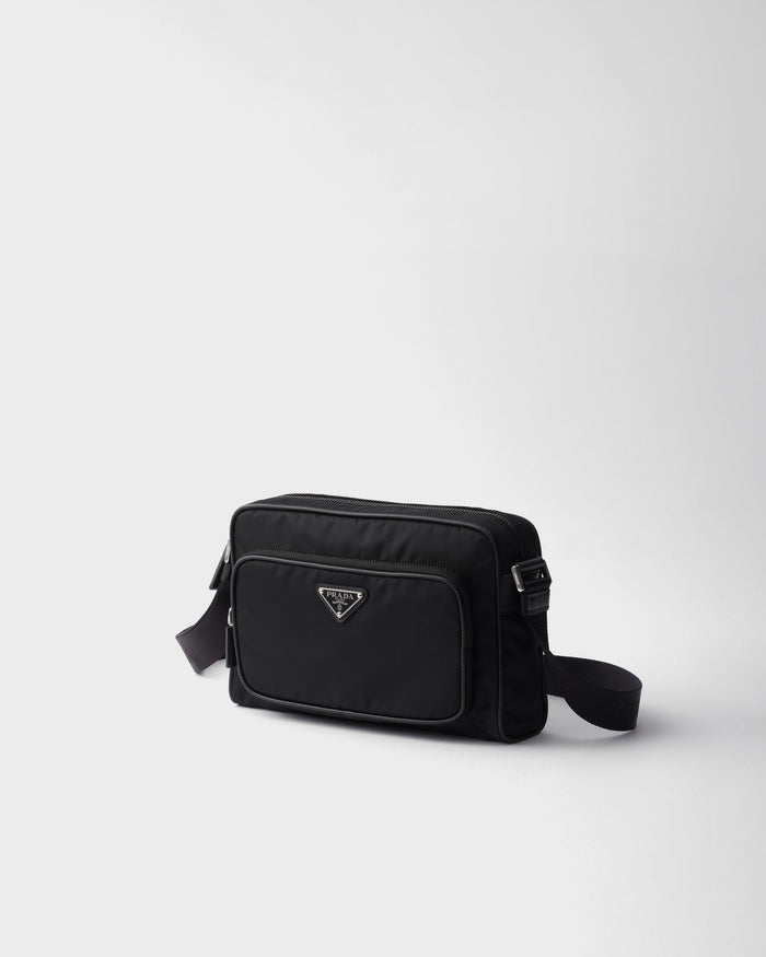 Petit sac porté épaule en Re-Nylon et cuir Saffia