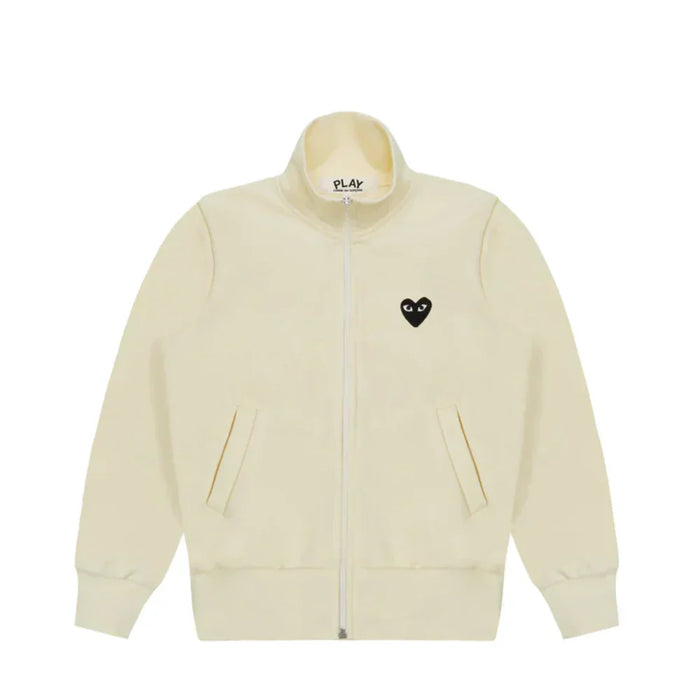 Comme des Garcons Play Big Black Heart Zip Up Sweatshirt Ivory