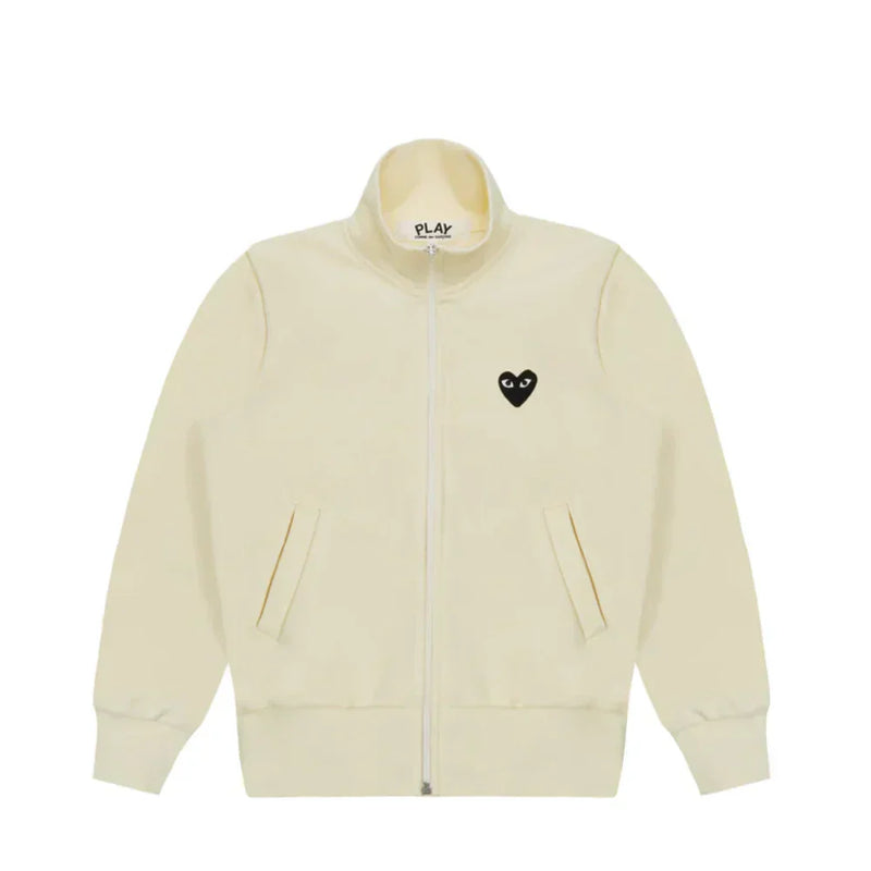 Comme des Garcons Play Big Black Heart Zip Up Sweatshirt Ivory