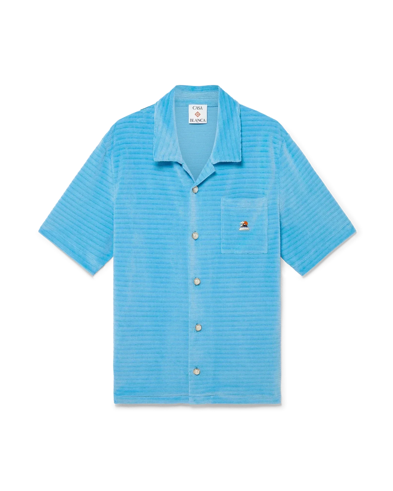 Velour Stripe Short Sleeve Shirt