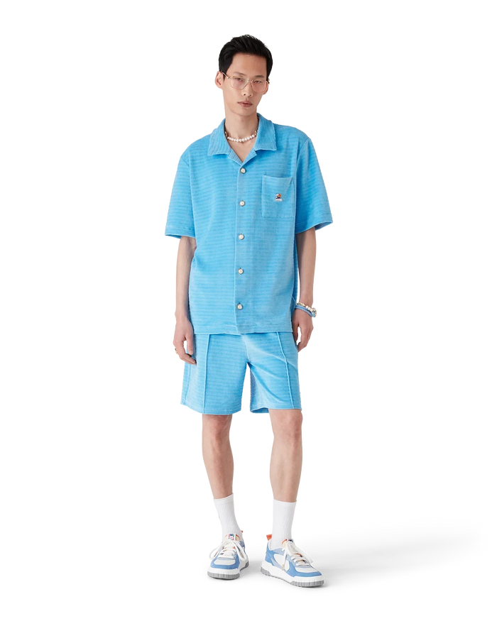 Velour Stripe Short Sleeve Shirt