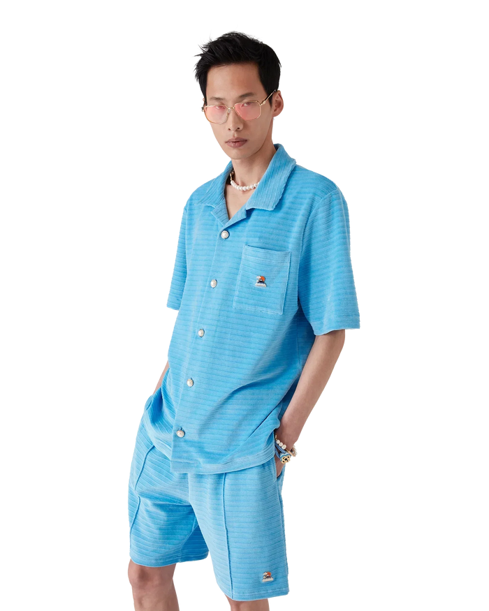 Velour Stripe Short Sleeve Shirt