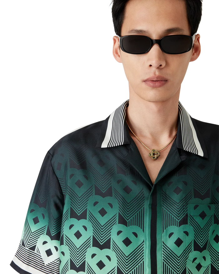 Gradient Monogram Silk Short Sleeve Shirt
