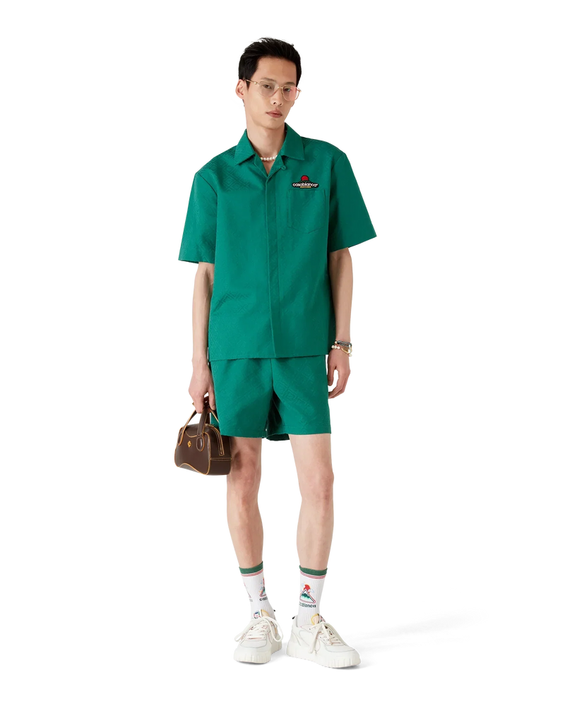 Cotton Monogram Jacquard Short Sleeve Shirt