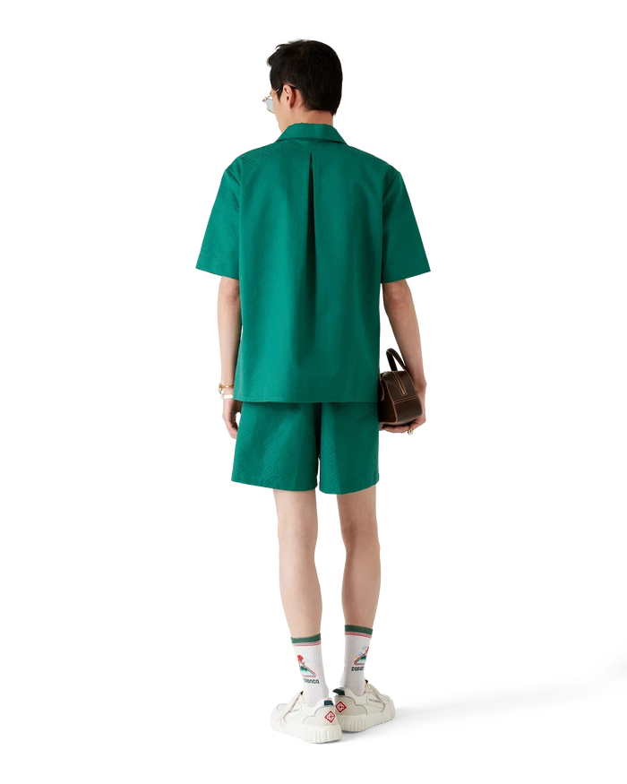 Cotton Monogram Jacquard Short Sleeve Shirt