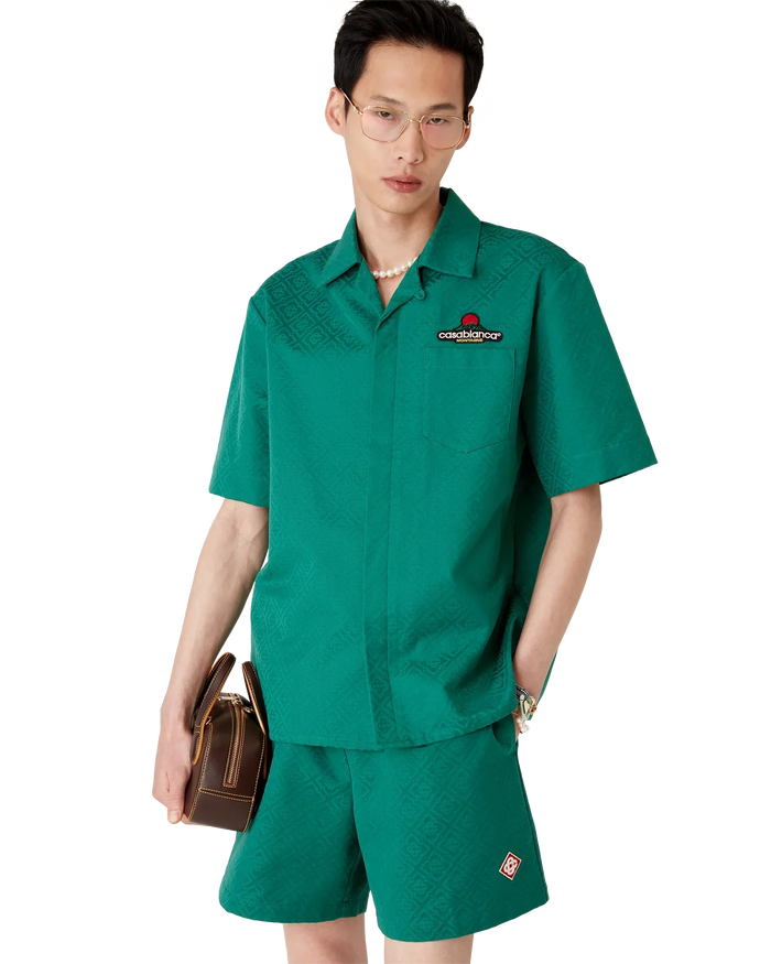 Cotton Monogram Jacquard Short Sleeve Shirt