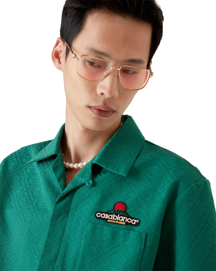 Cotton Monogram Jacquard Short Sleeve Shirt