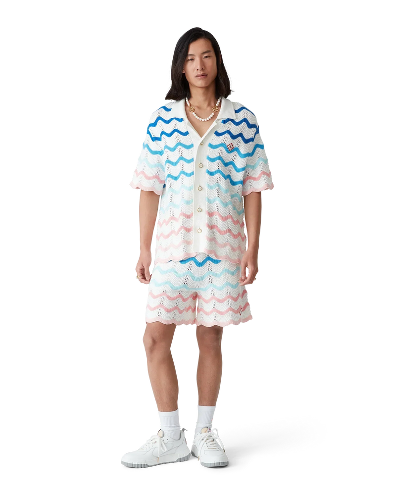 Gradient Wave Crochet Shirt