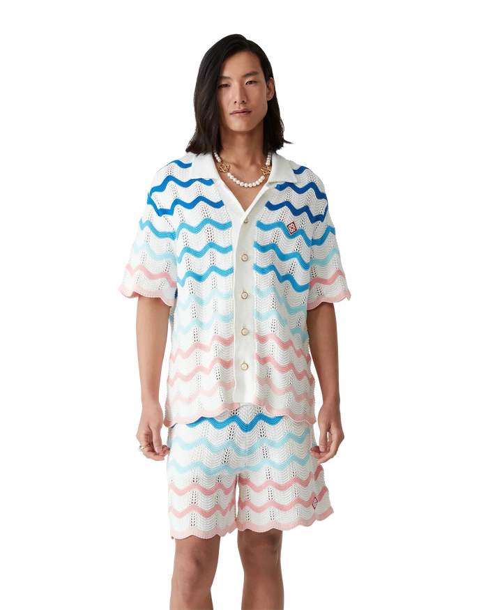 Gradient Wave Crochet Shirt