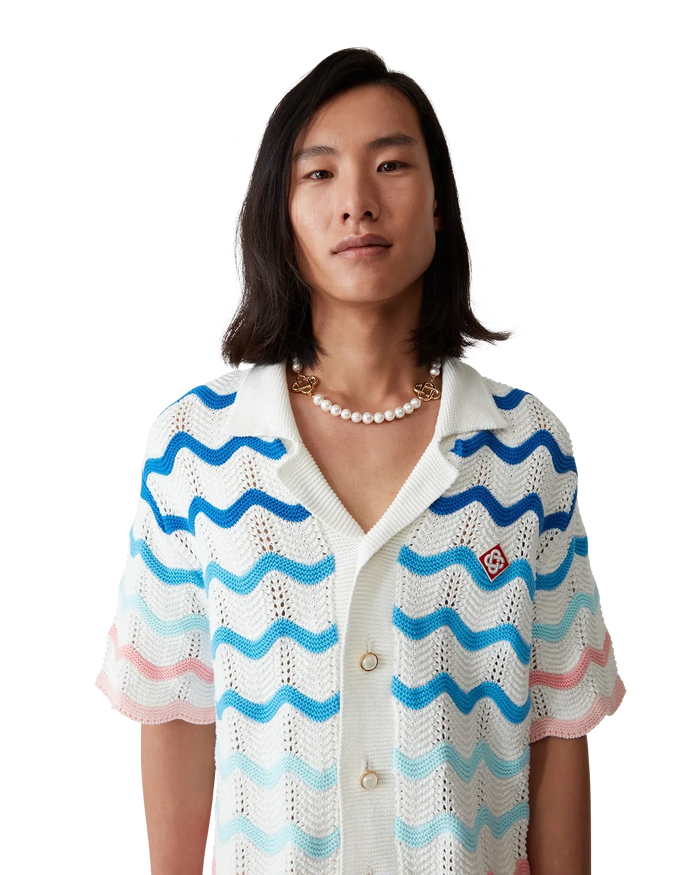 Gradient Wave Crochet Shirt
