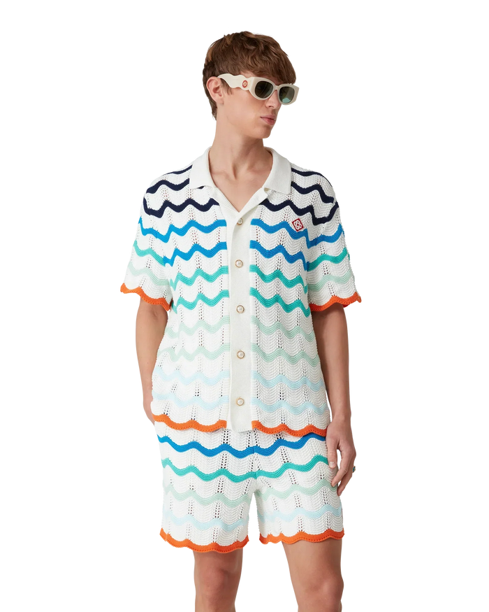 Gradient Wave Crochet Shirt