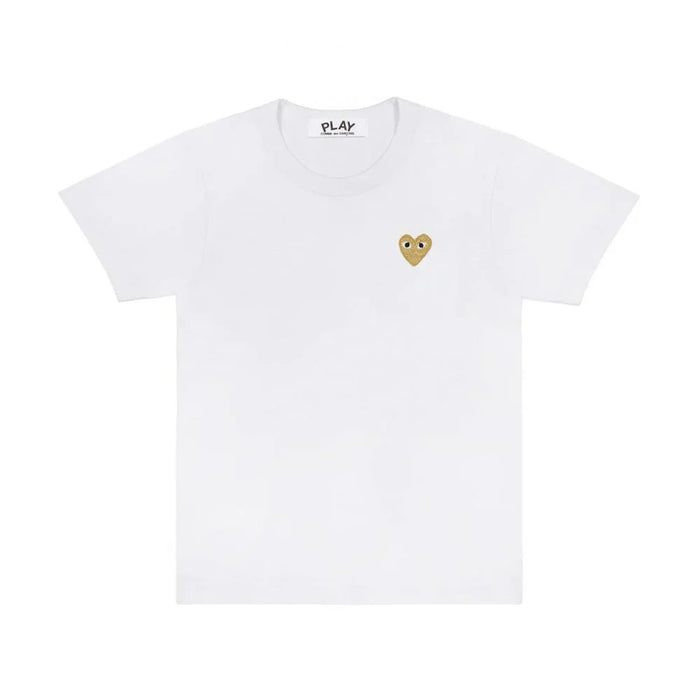 Comme des Garçons Play T-Shirt Gold Heart Emblem White