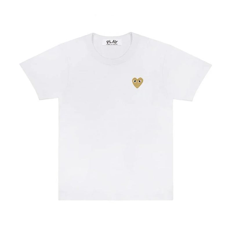 Comme des Garçons Play T-Shirt Gold Heart Emblem White