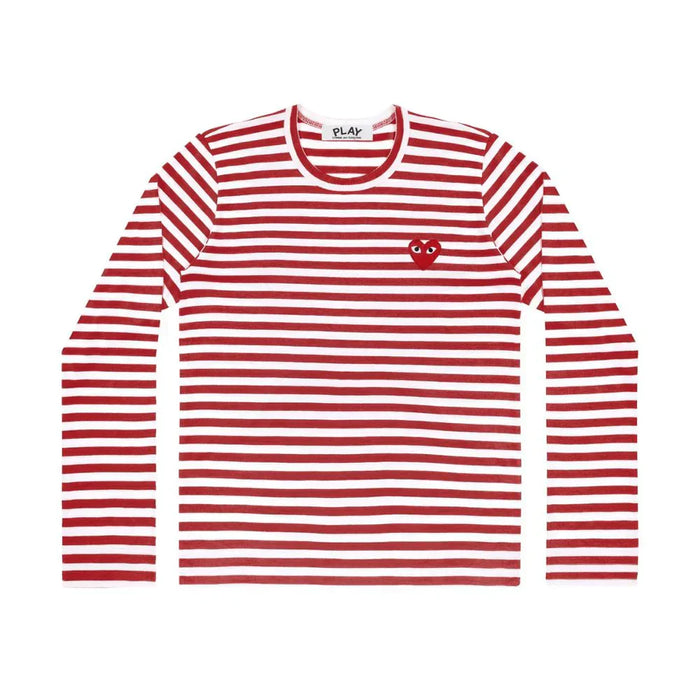 Comme des Garçons Play Striped Longsleeve Red Heart Emblem Red