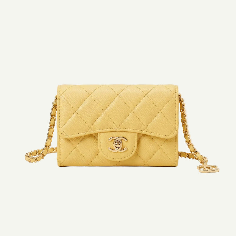 Pochette à Chaîne Matelassée - Jaune
