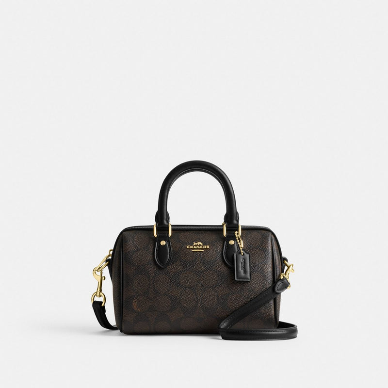 Coach Mini Sac Bandoulière Rowan Toile - Marron