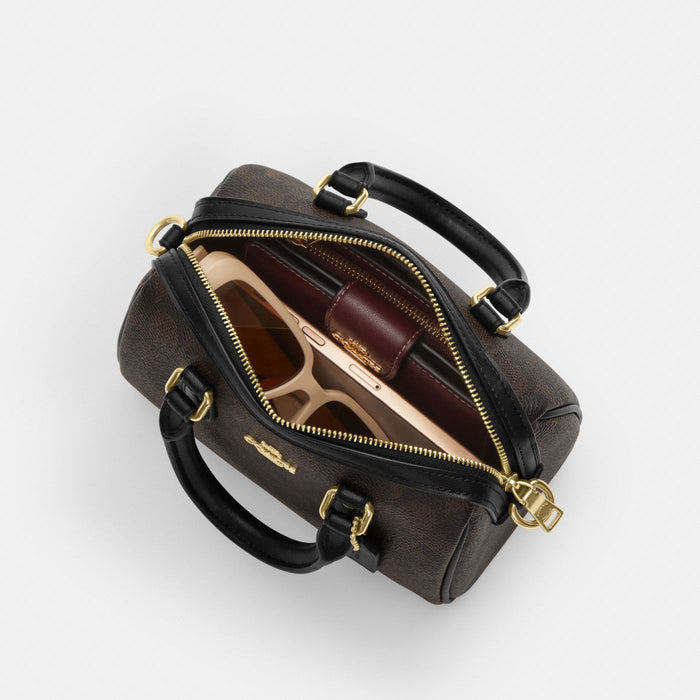 Coach Mini Sac Bandoulière Rowan Toile - Marron